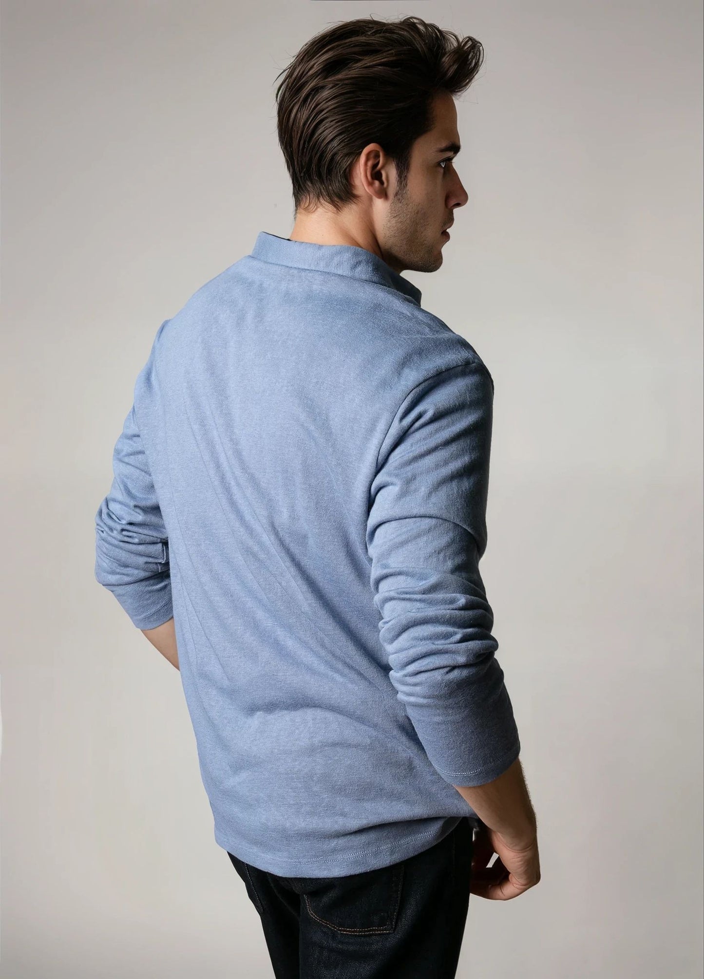 Polo manga larga flamé azul