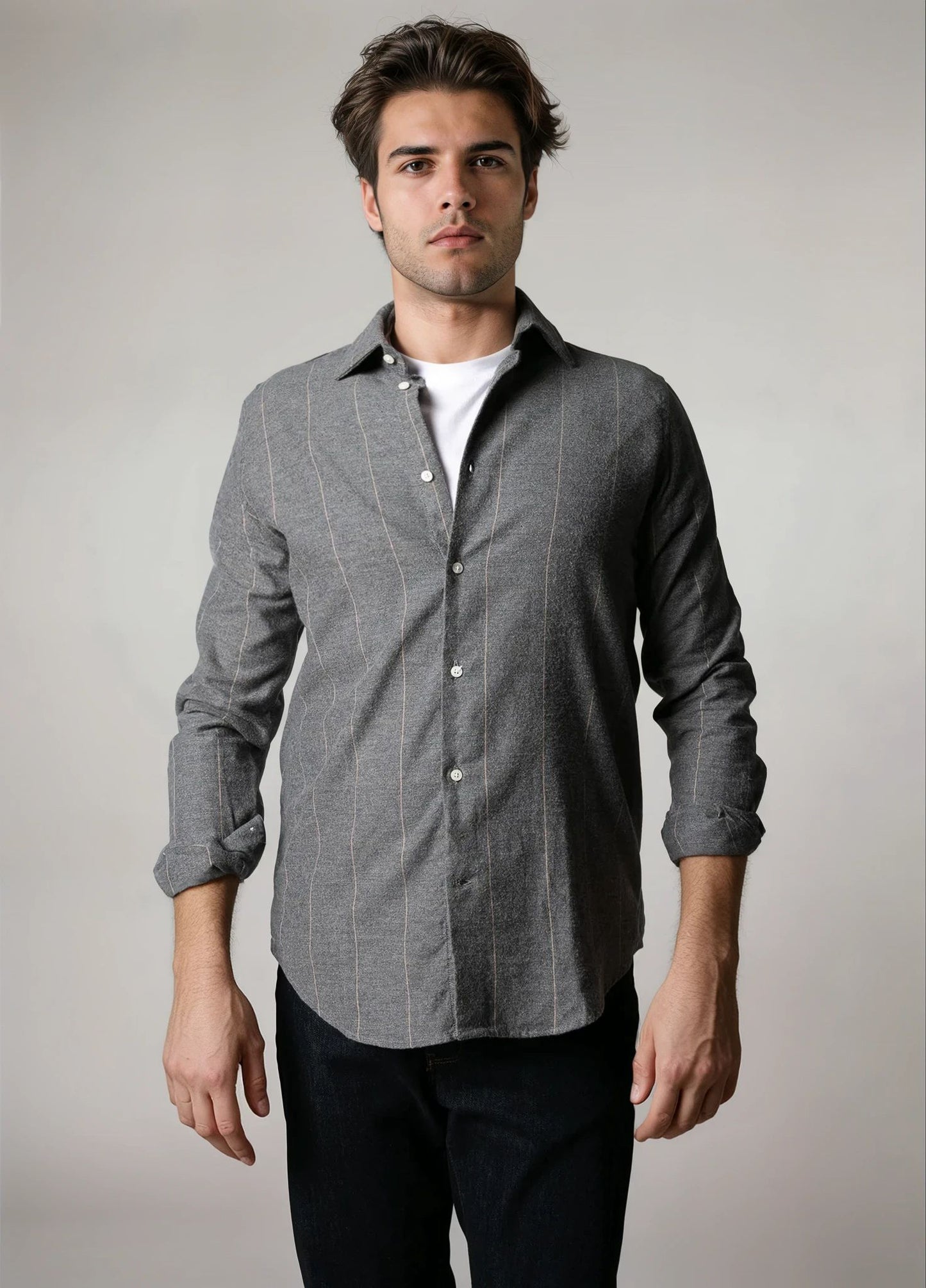 Camisa sport cuadros gris