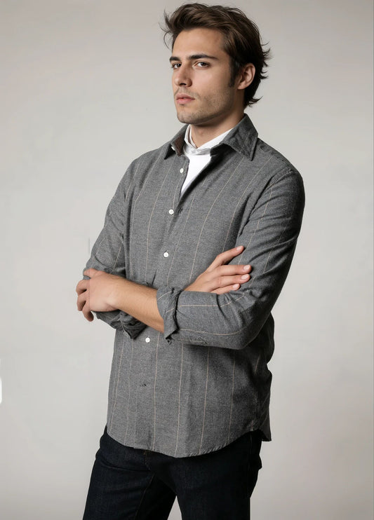 Camisa sport cuadros gris