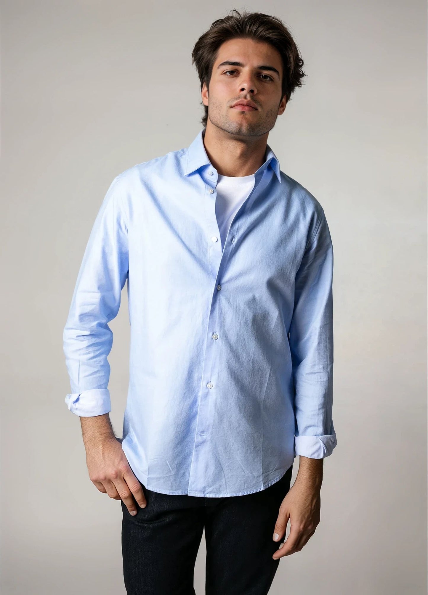 Camisa sport micrograbado celeste