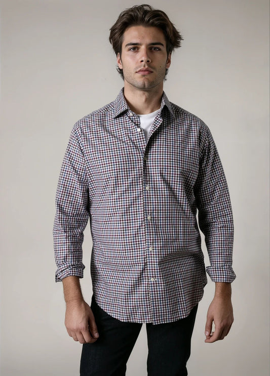 Camisa sport cuadros rojos