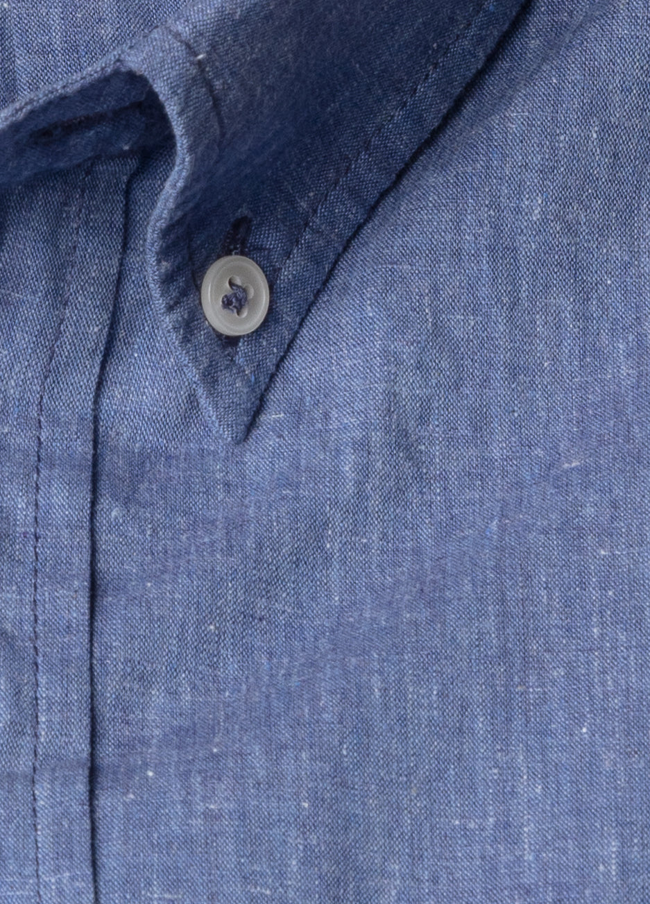 Indigo cotton and linen shirt