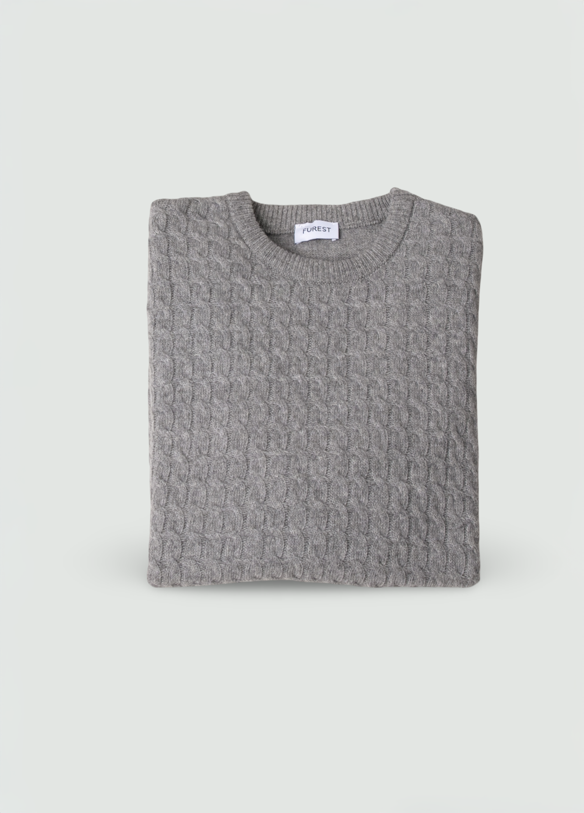 Jersey cuello redondo trenzado gris