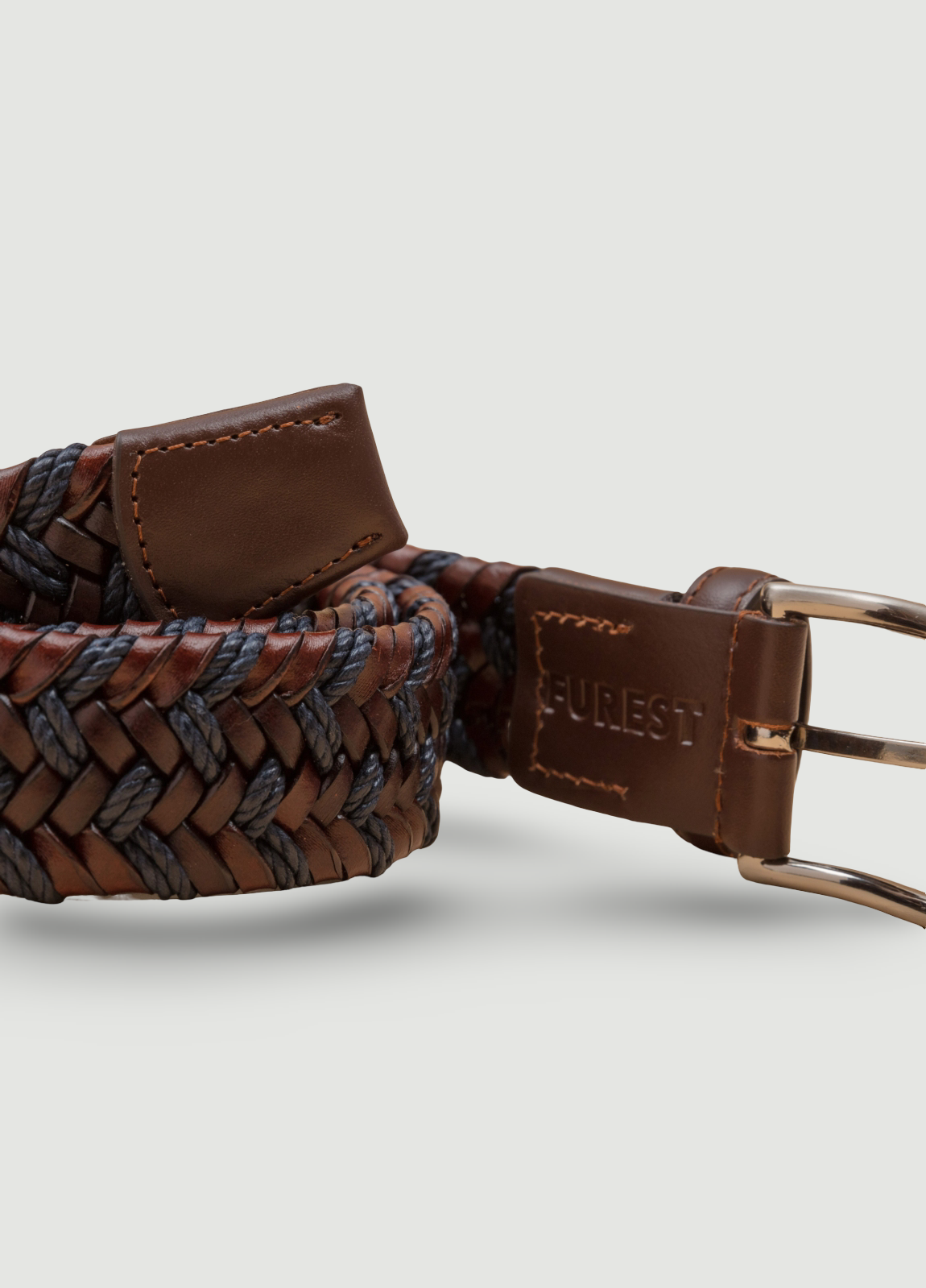 Cinturón sport trenzado marrón y azul