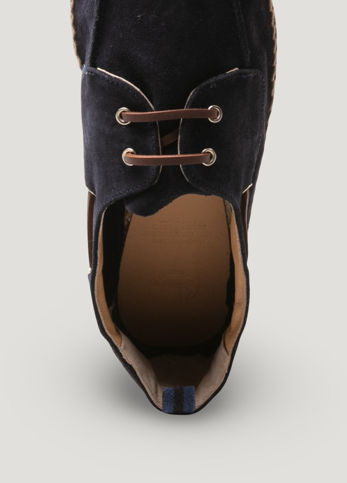 Navy suede boat shoe