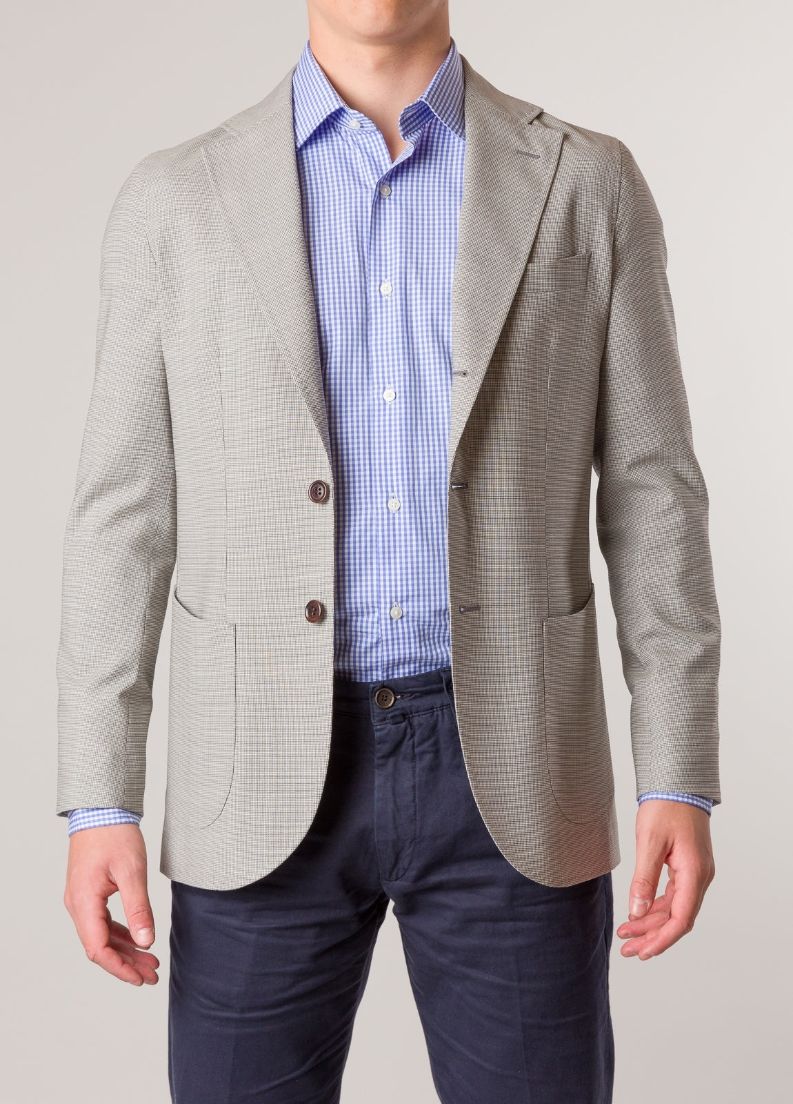 Beige micro houndstooth blazer