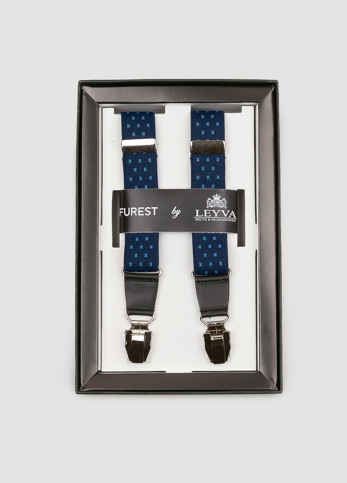 Blue micro-pattern suspenders