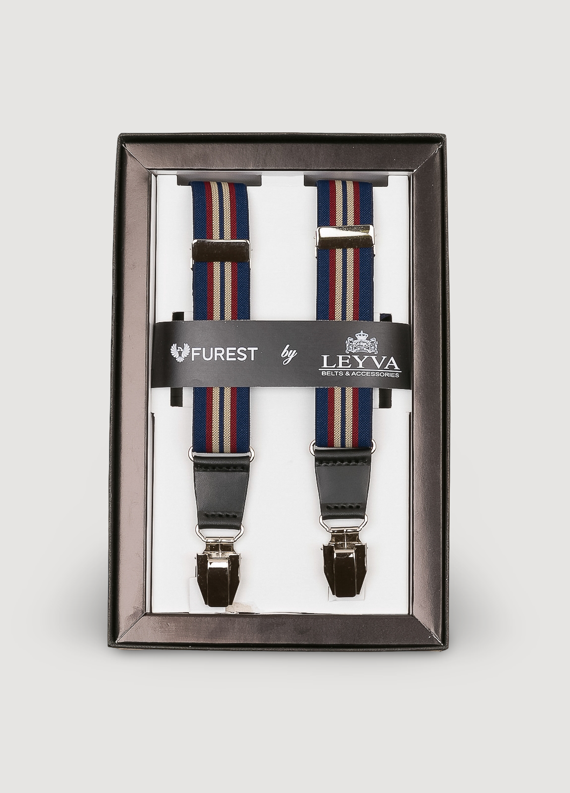 Blue striped suspenders