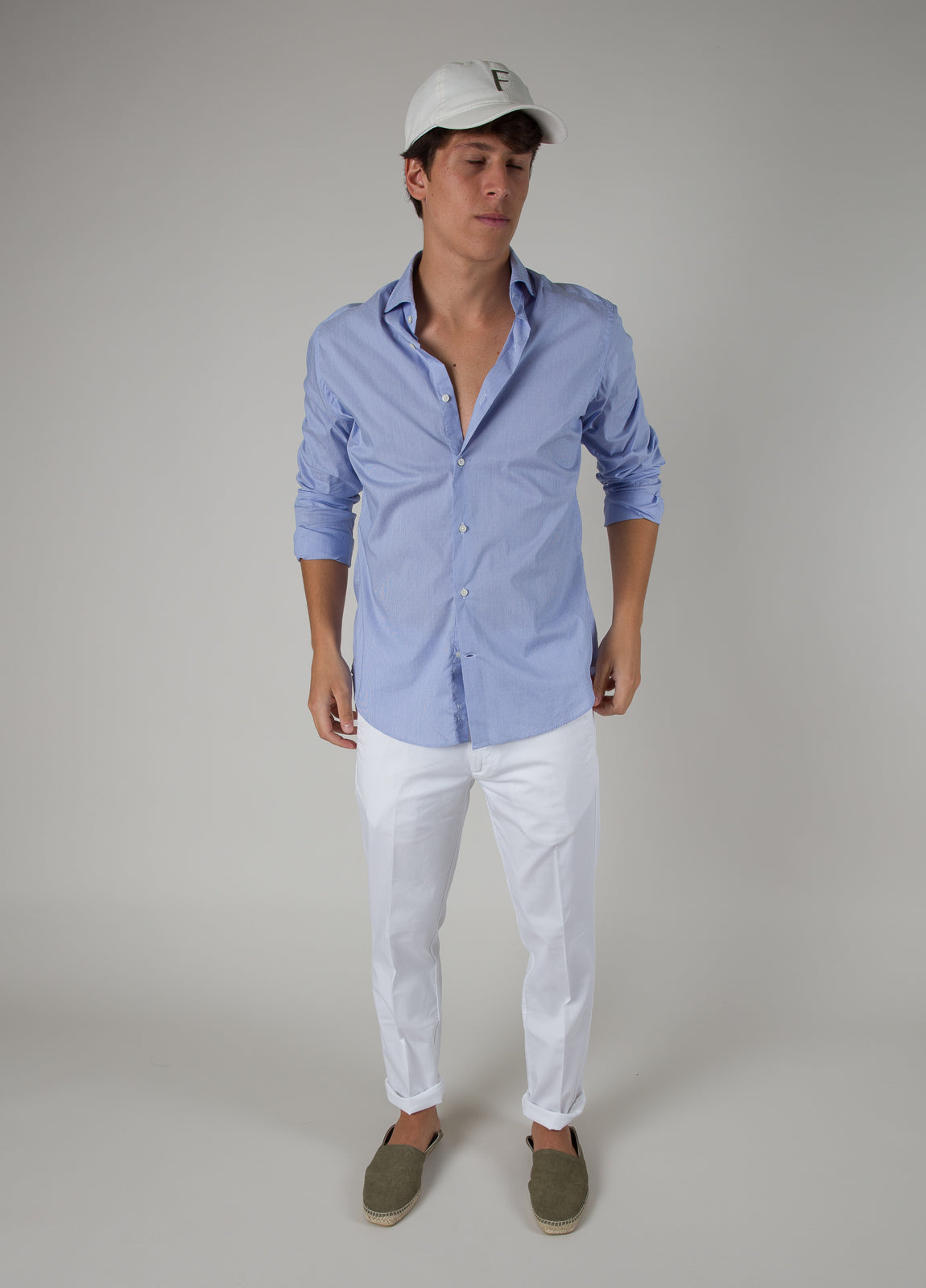 Camisa sport micro raya azul