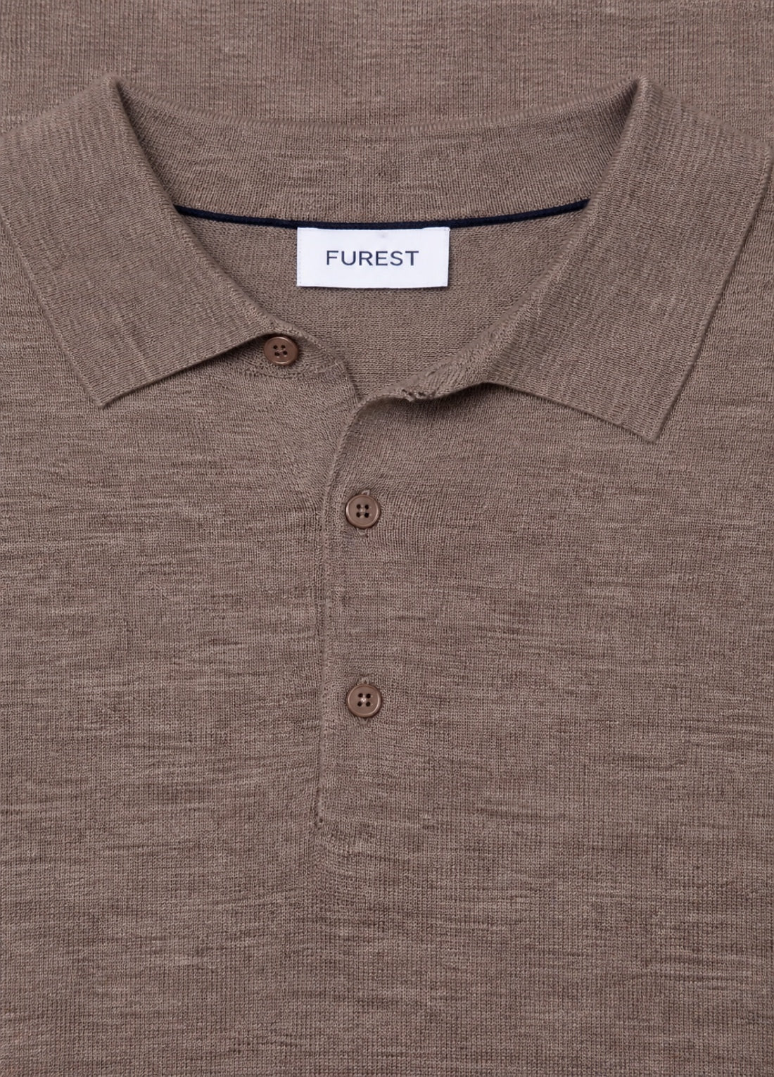 Jersey cuello polo lana merino marron