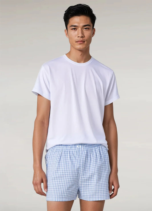 Boxer cuadro vichy celeste