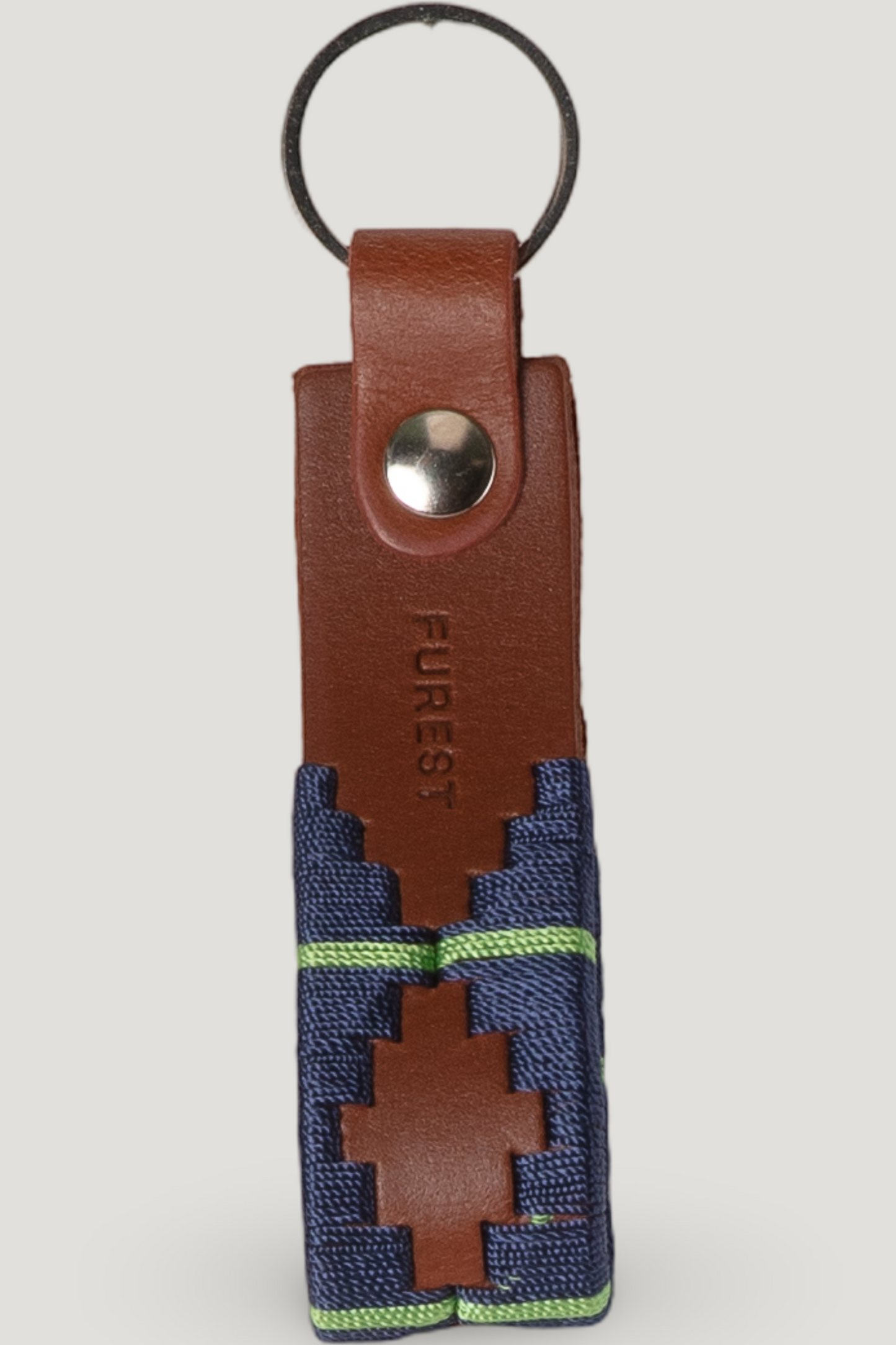 Blue leather keychain