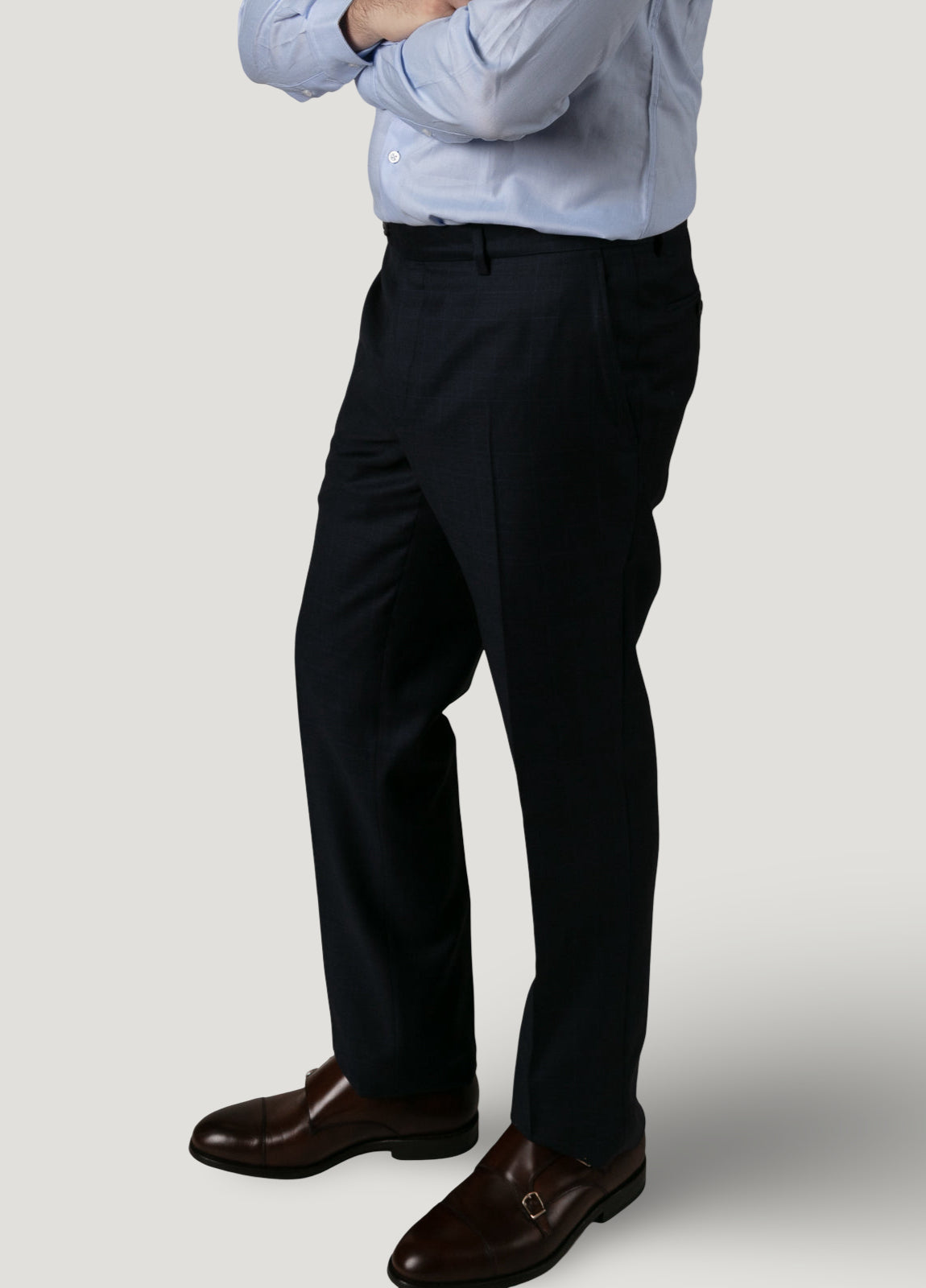 Navy blue Glen plaid suit