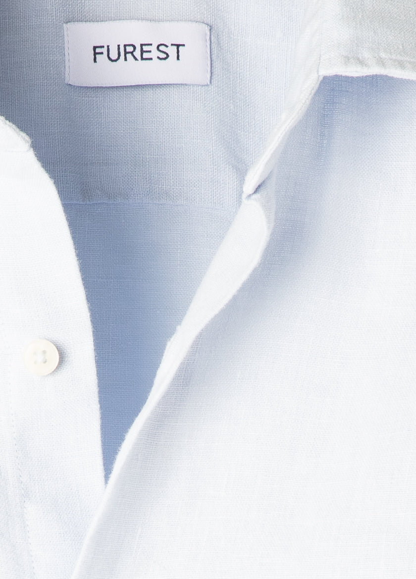 Light blue linen short-sleeved shirt