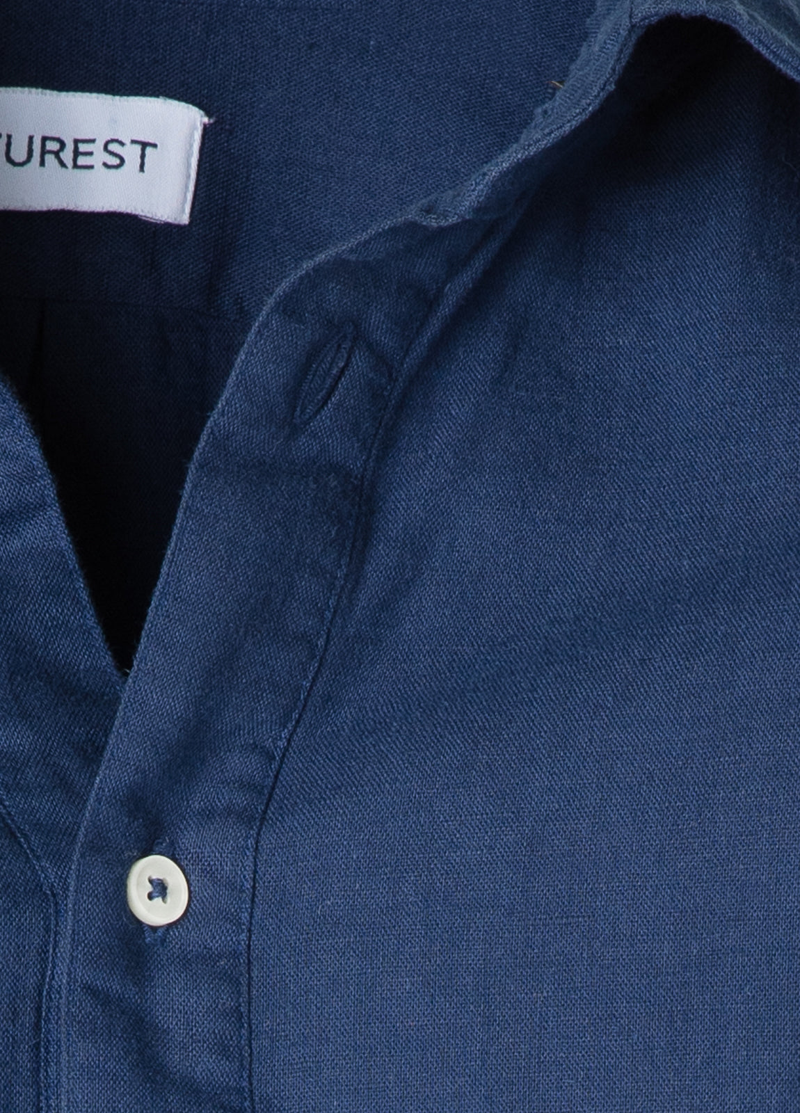 Navy linen and cotton polo shirt