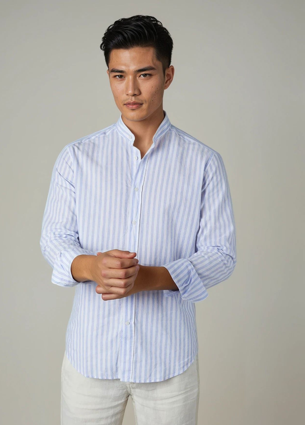 Camisa sport mao rayas celeste