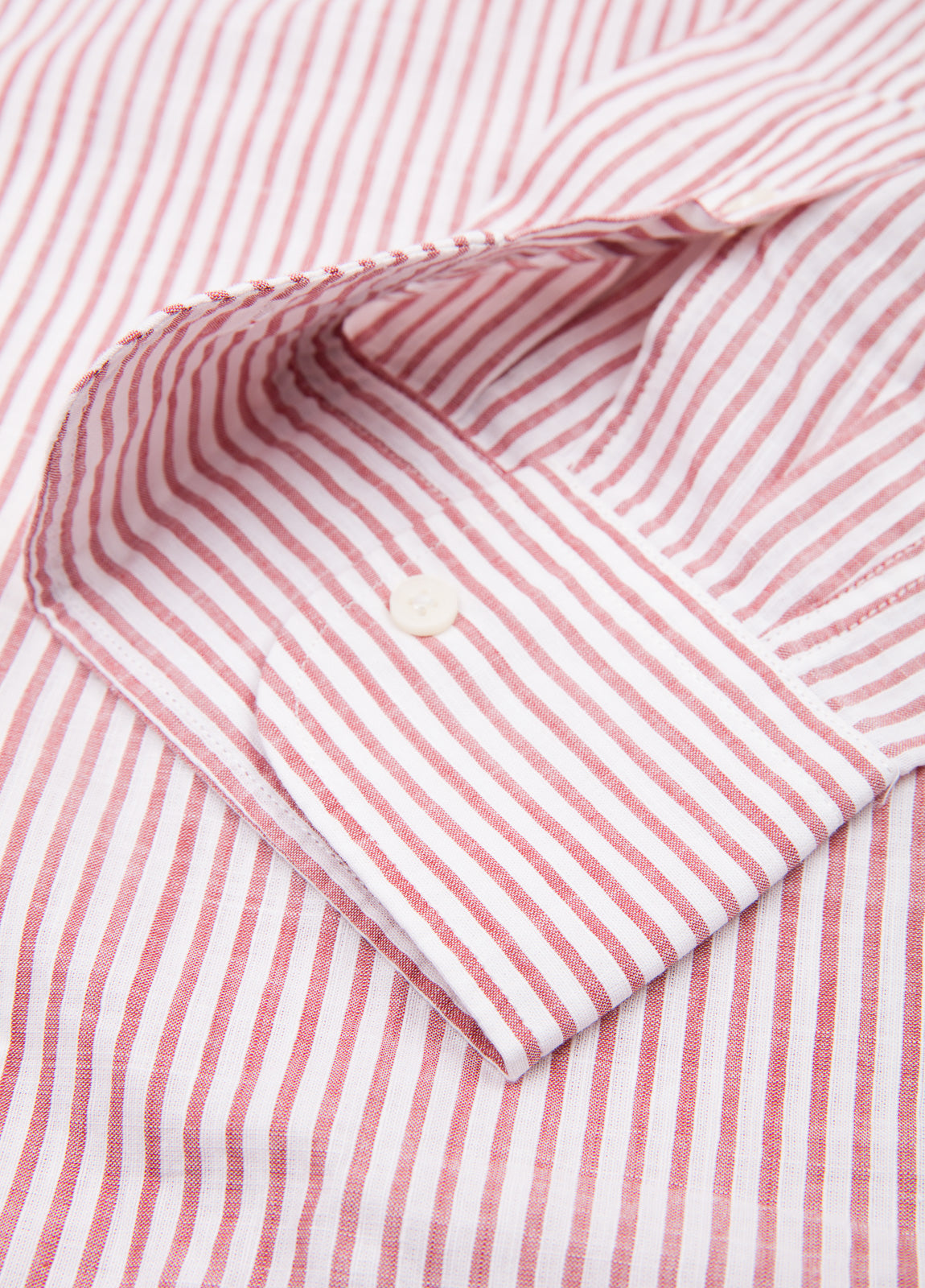 Camisa sport algodón y lino rayas color rojo