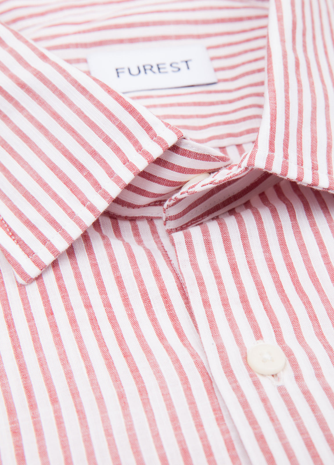Camisa sport algodón y lino rayas color rojo