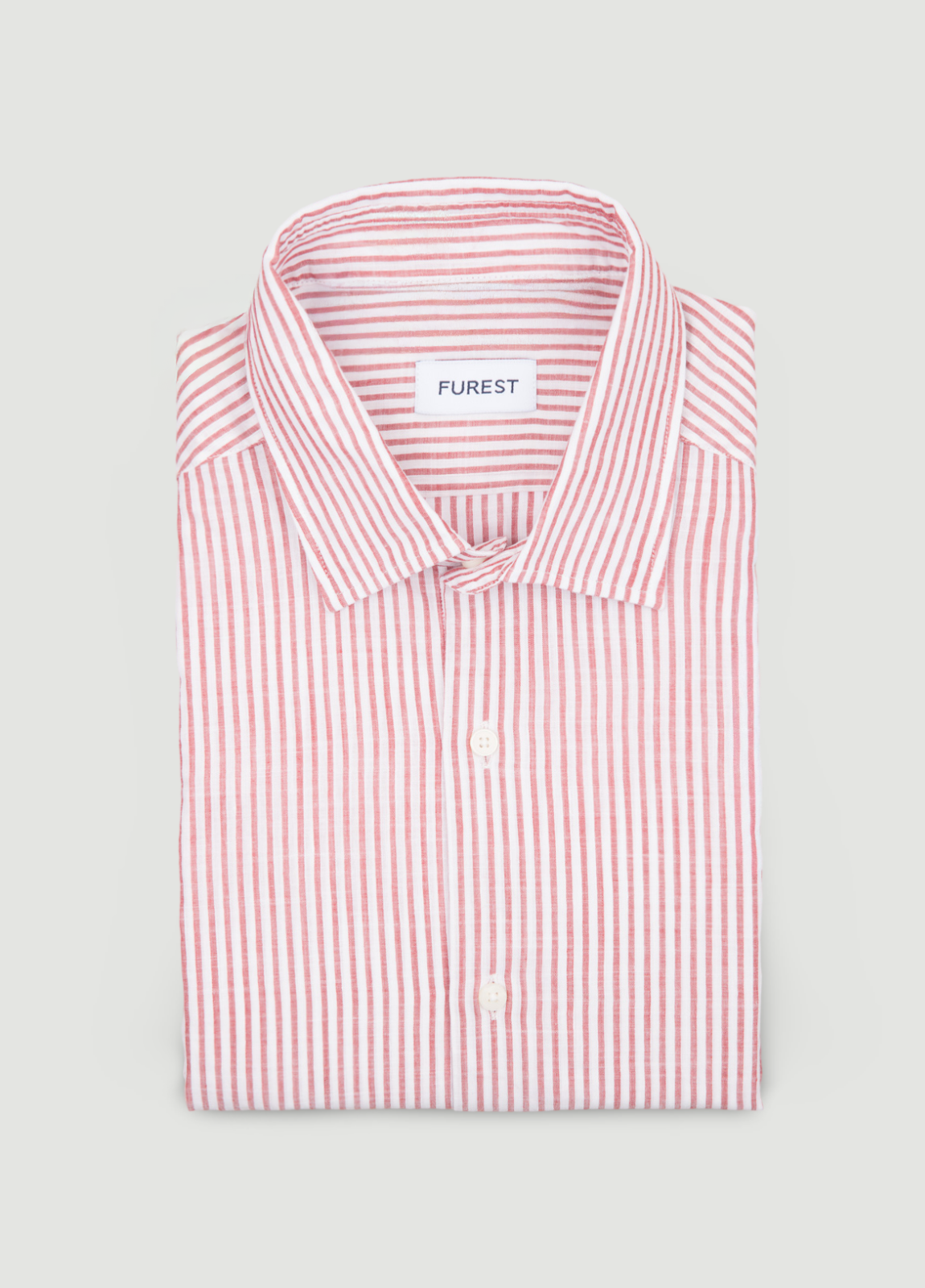 Camisa sport algodón y lino rayas color rojo