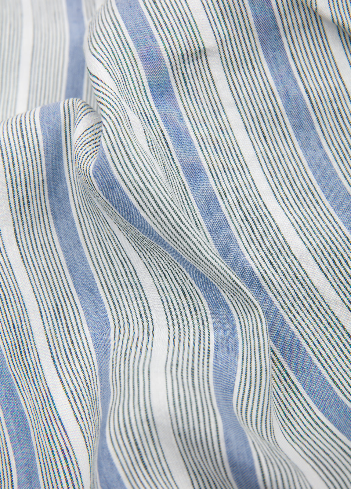 Blue and grey striped linen sport shirt
