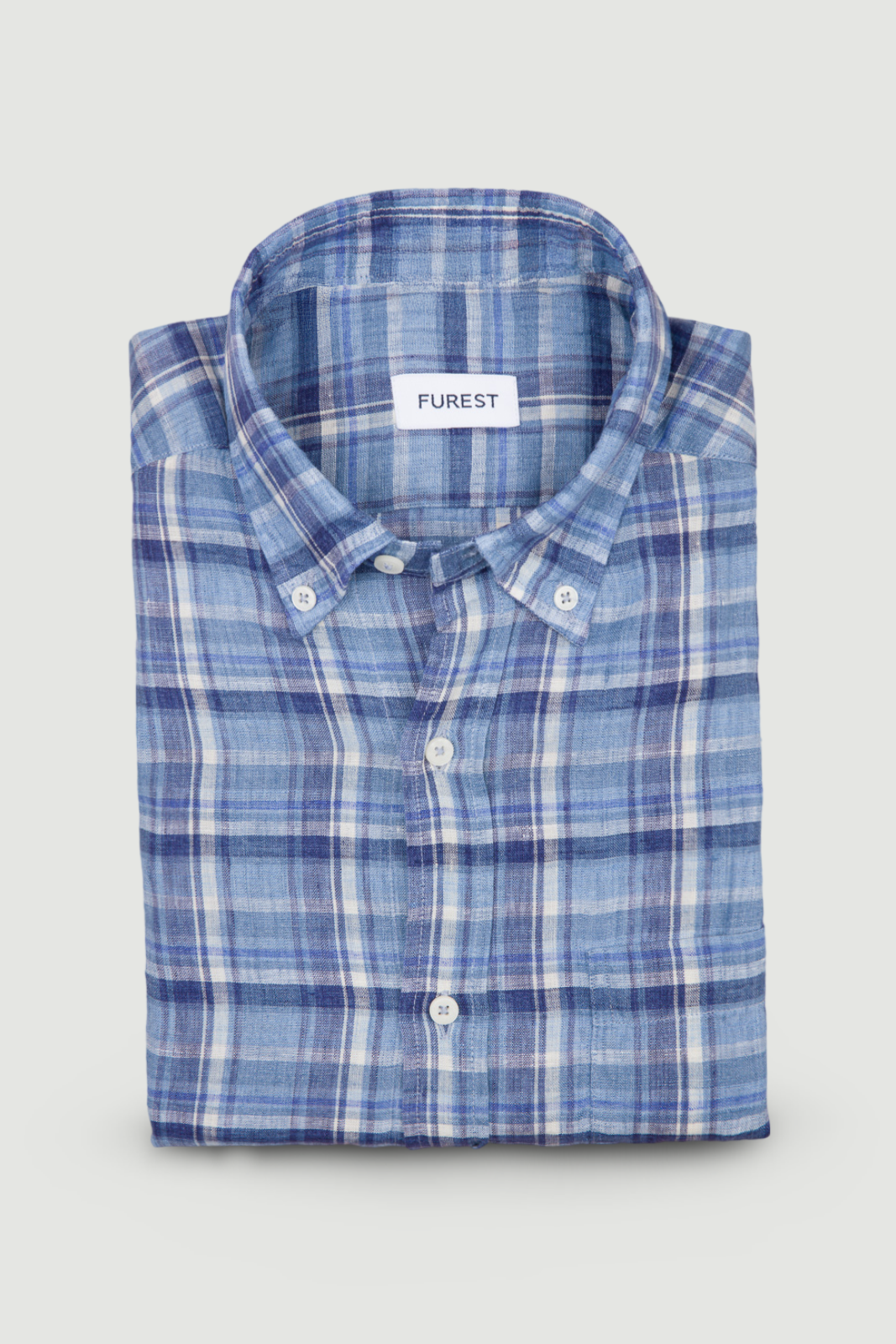 Camisa sport lino cuadros azul