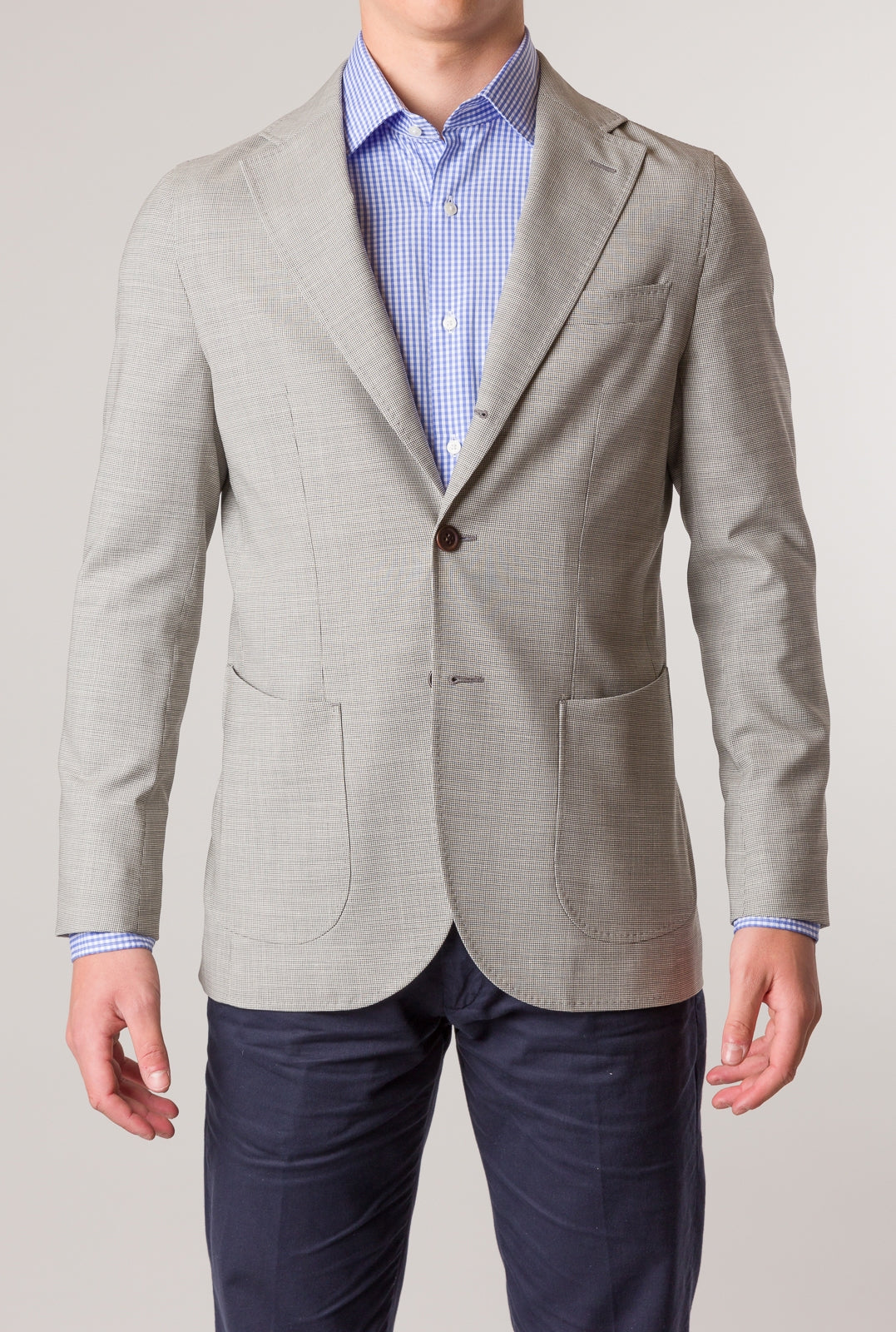Beige micro houndstooth blazer