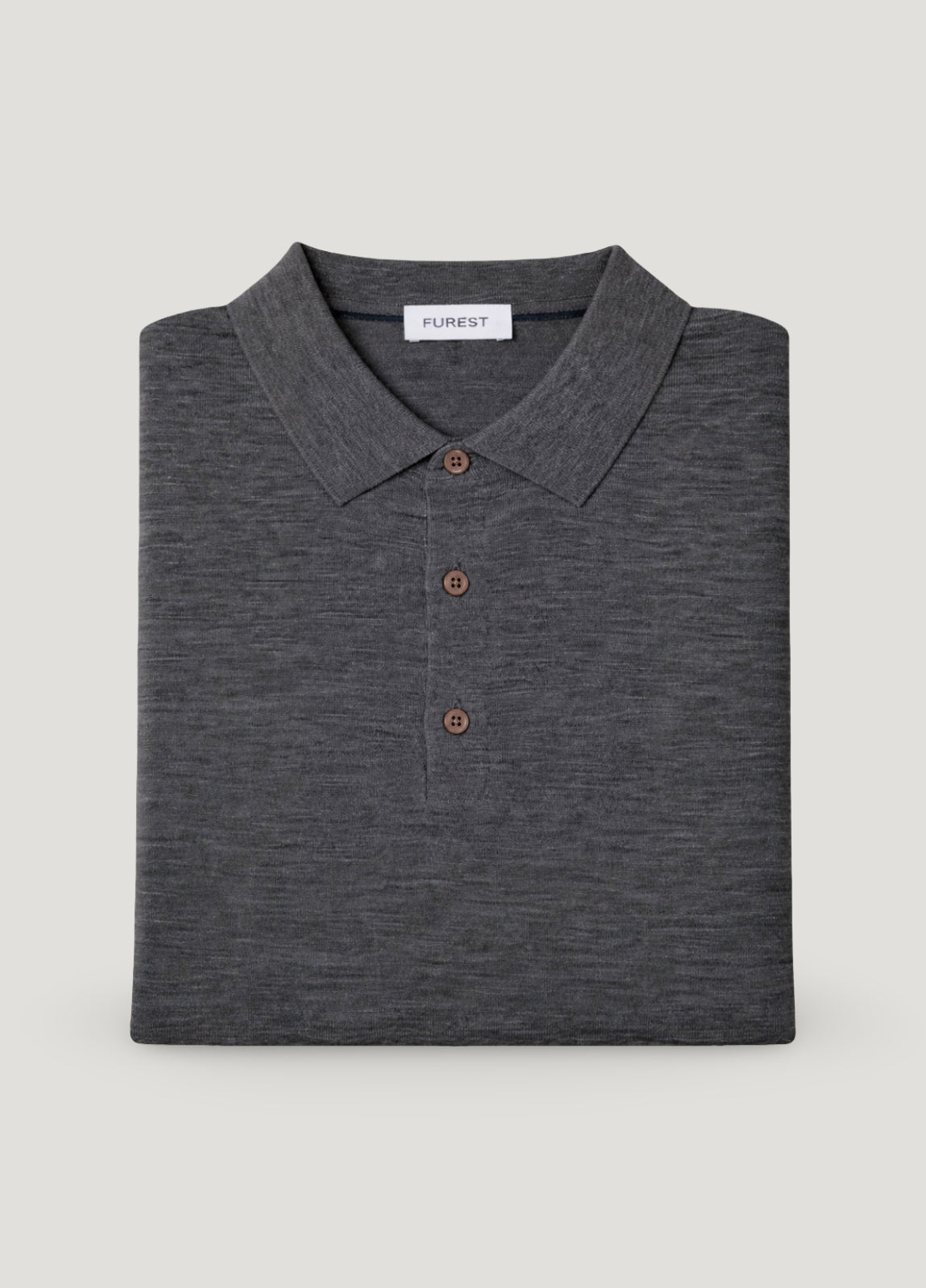 Jersey cuello polo lana merino gris oscuro