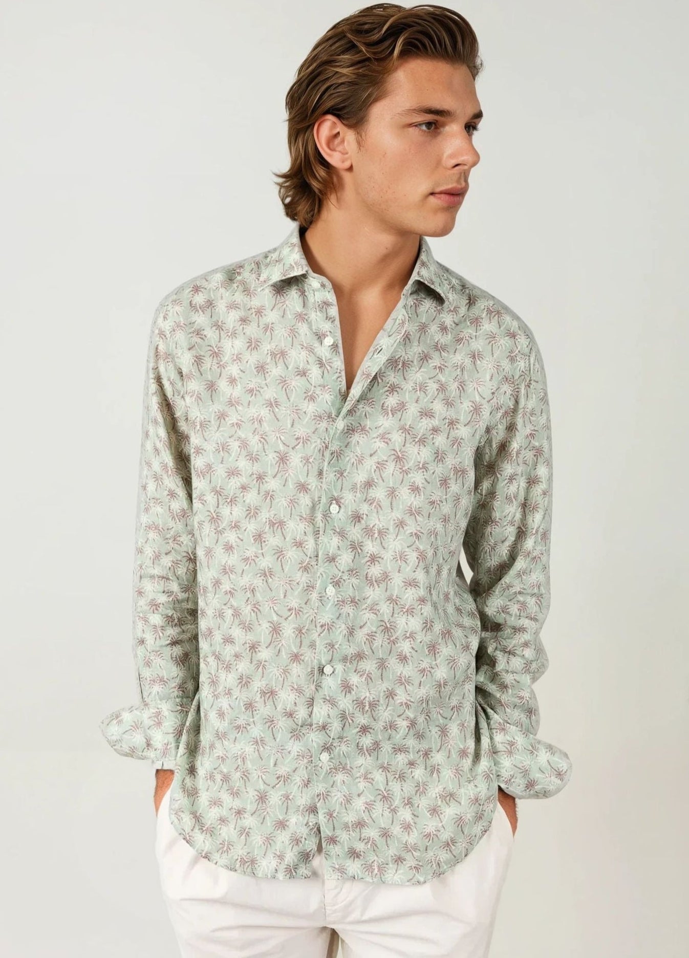 Camisa sport palmeras verde