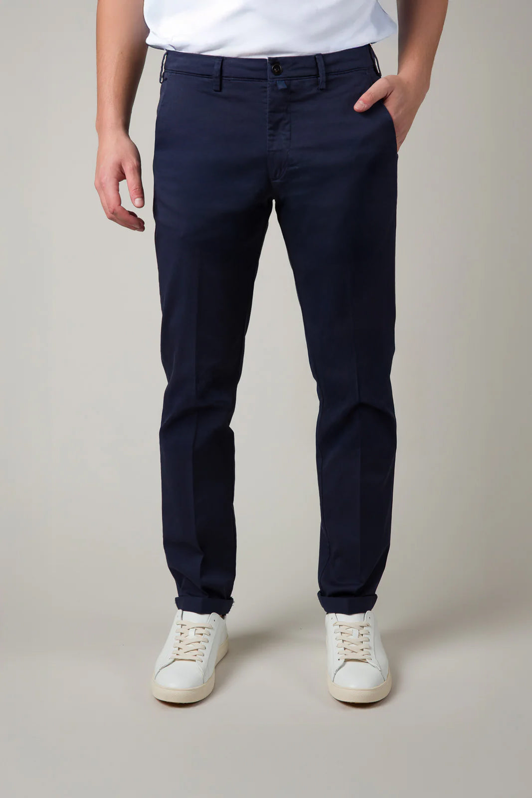 Navy gabardine chino pants