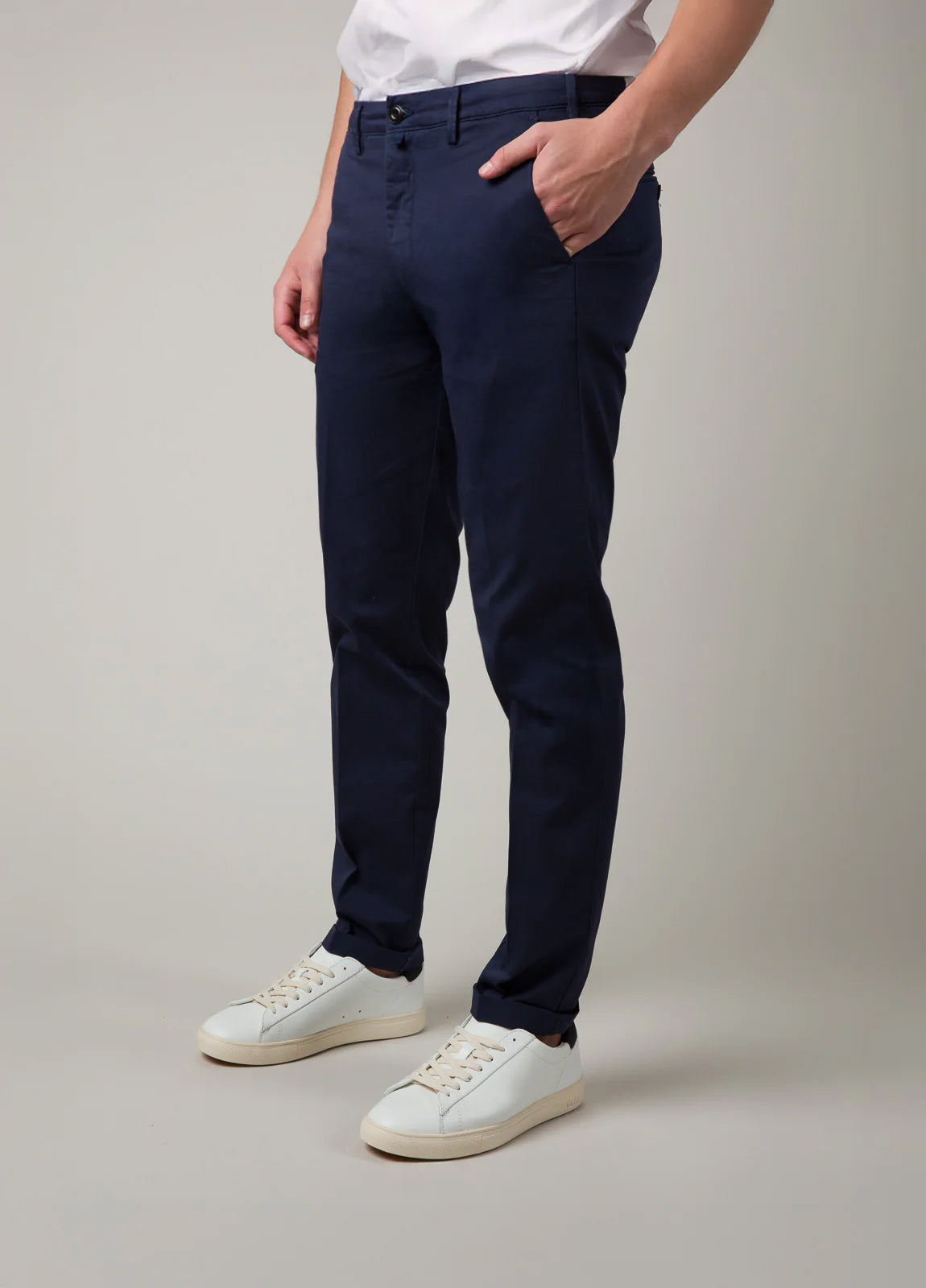 Navy gabardine chino pants