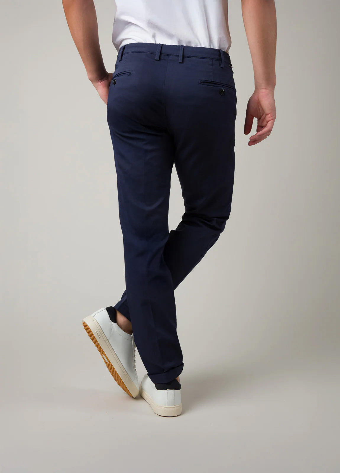Navy gabardine chino pants