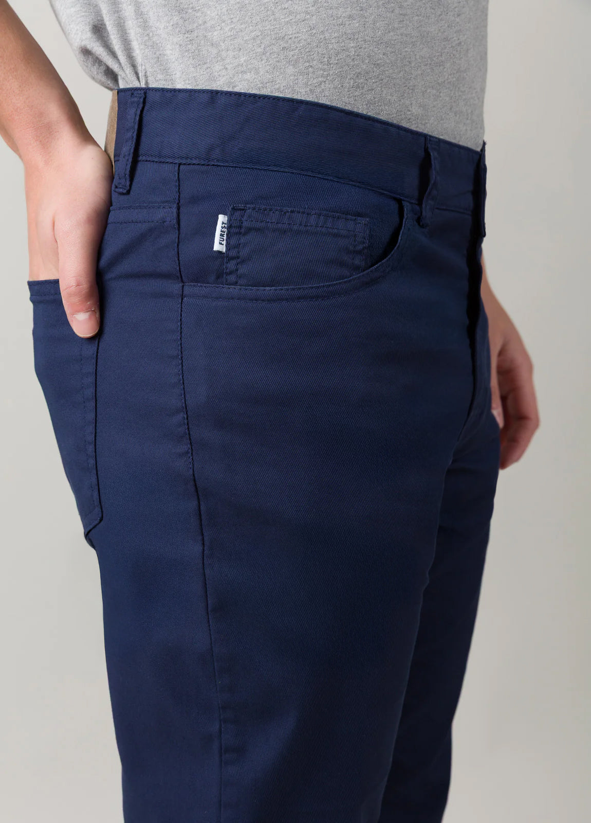 Navy five-pocket pants