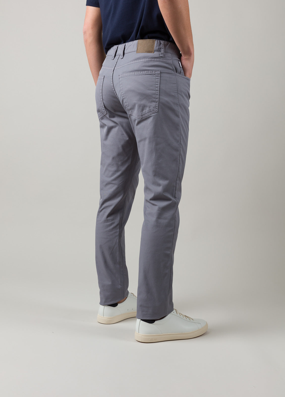 Gray five-pocket pants