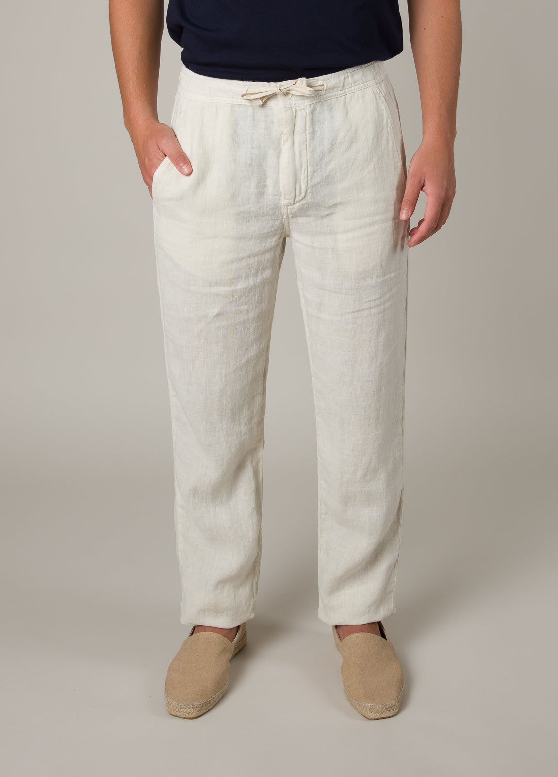 Pantalón jogger lino crudo