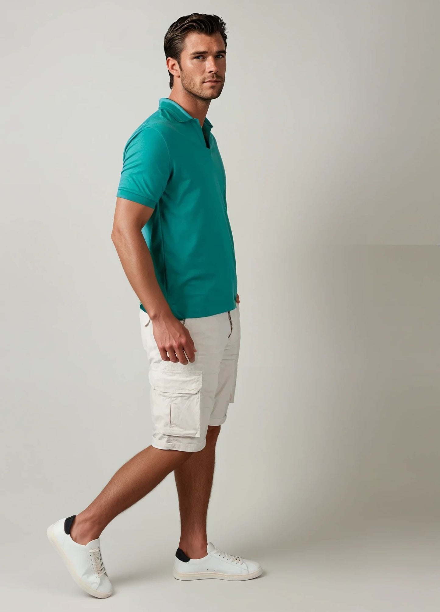 Polo cuello V verde