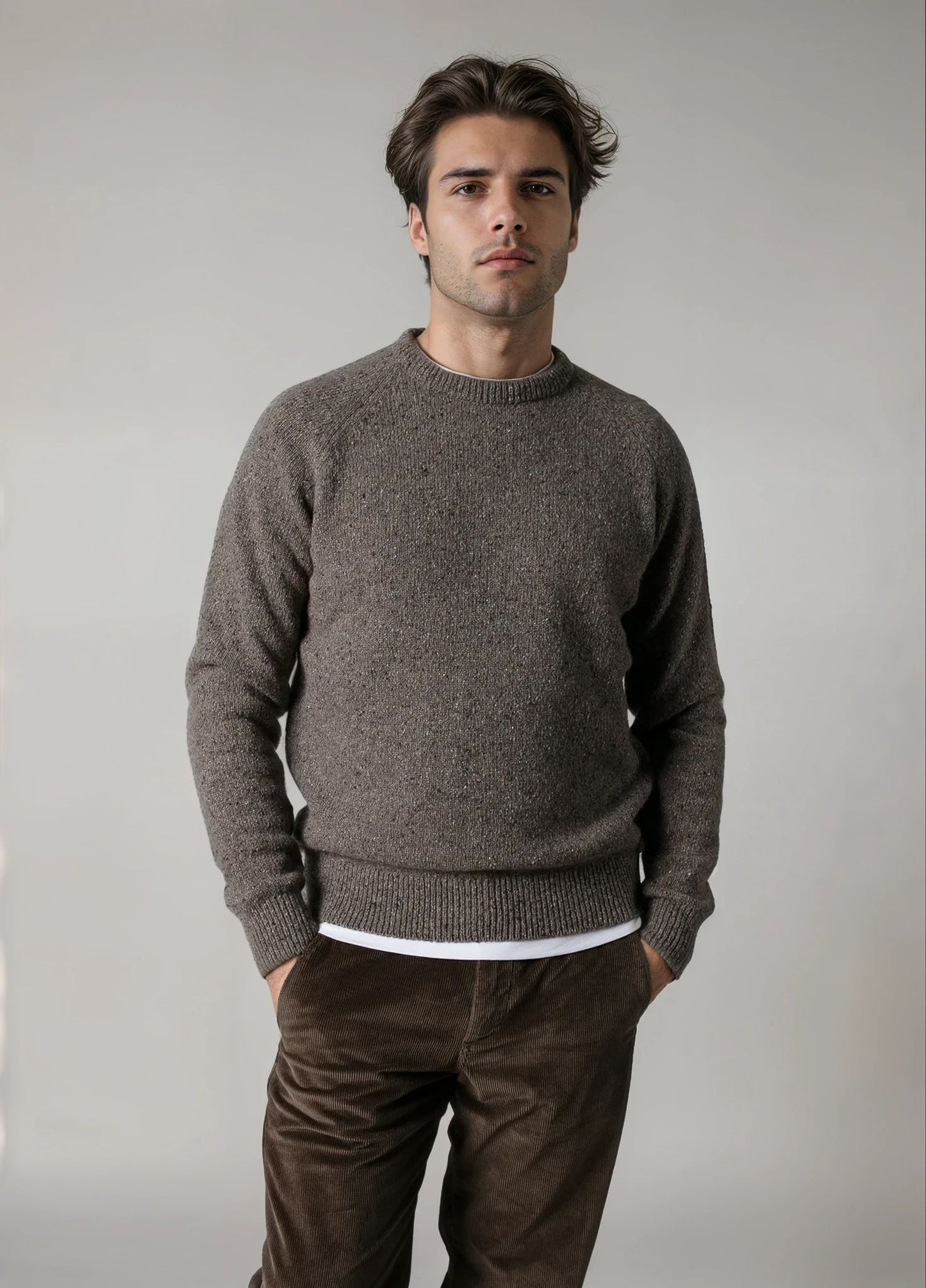 Jersey cuello redondo jaspeado visón (PRÓXIMAMENTE)