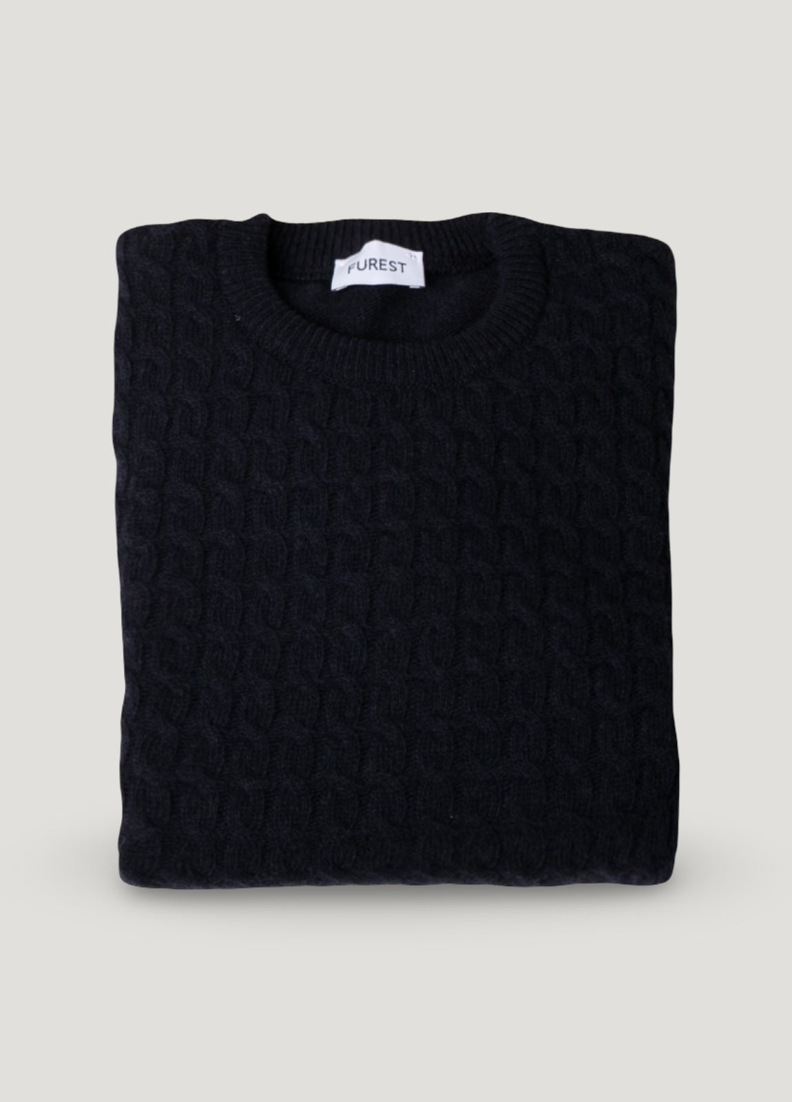 Navy cable knit crew neck jumper