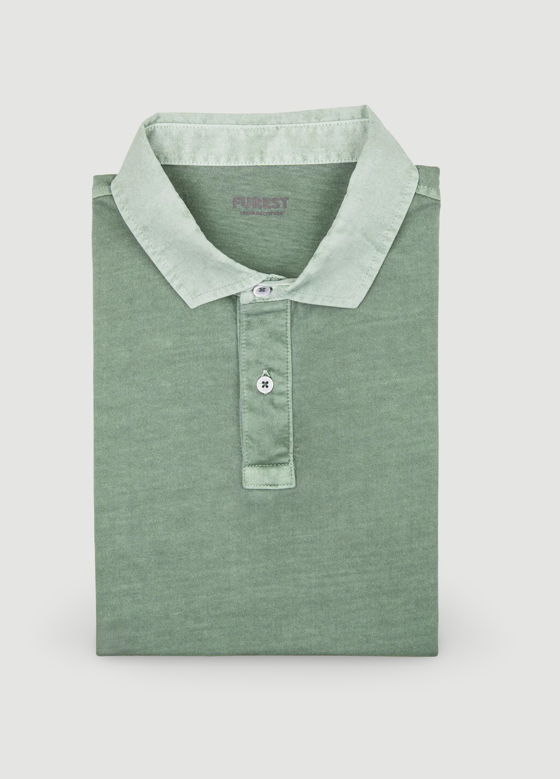 Plain khaki long-sleeved polo shirt