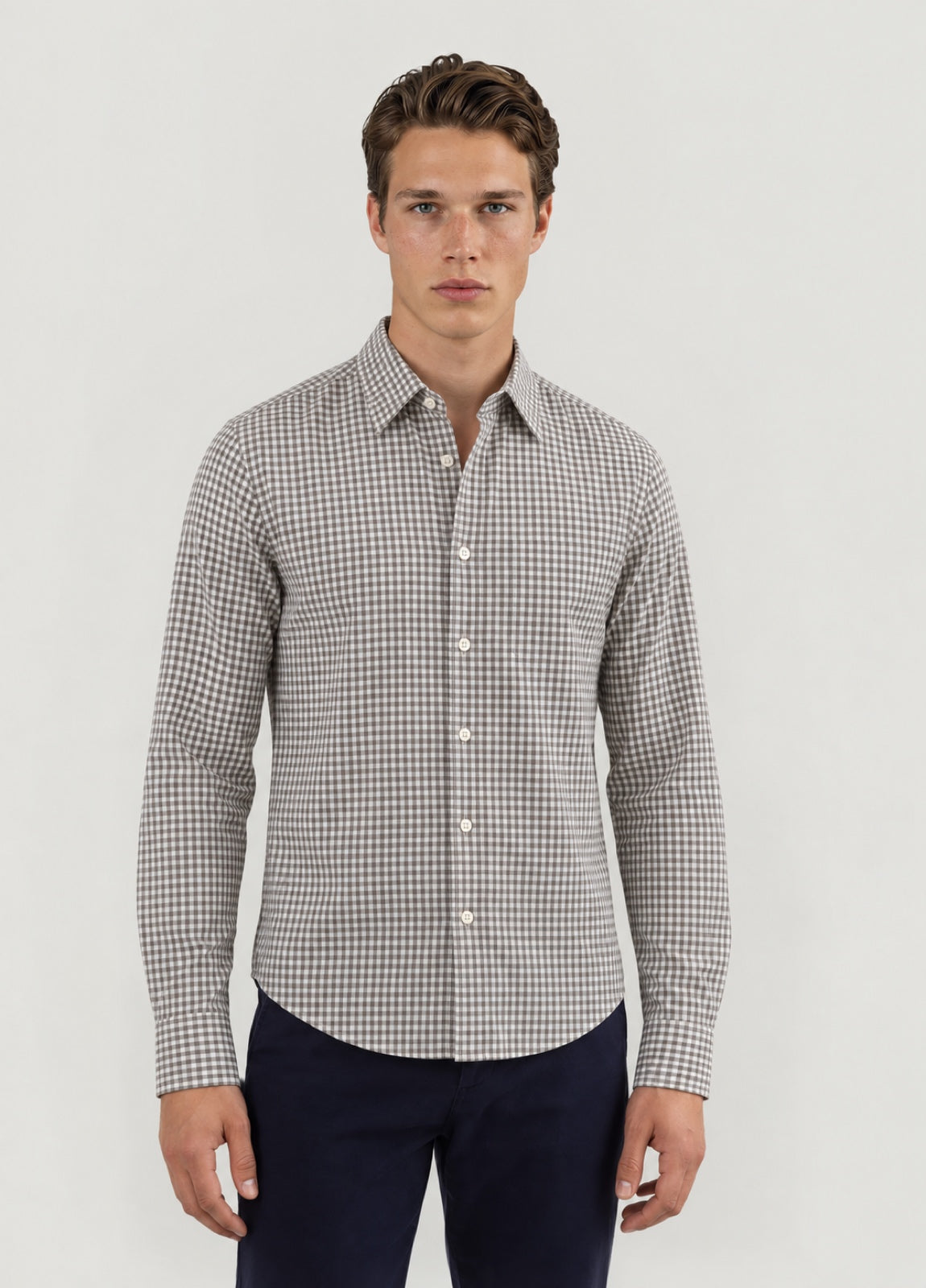 Camisa Regular Cuadro Kaki