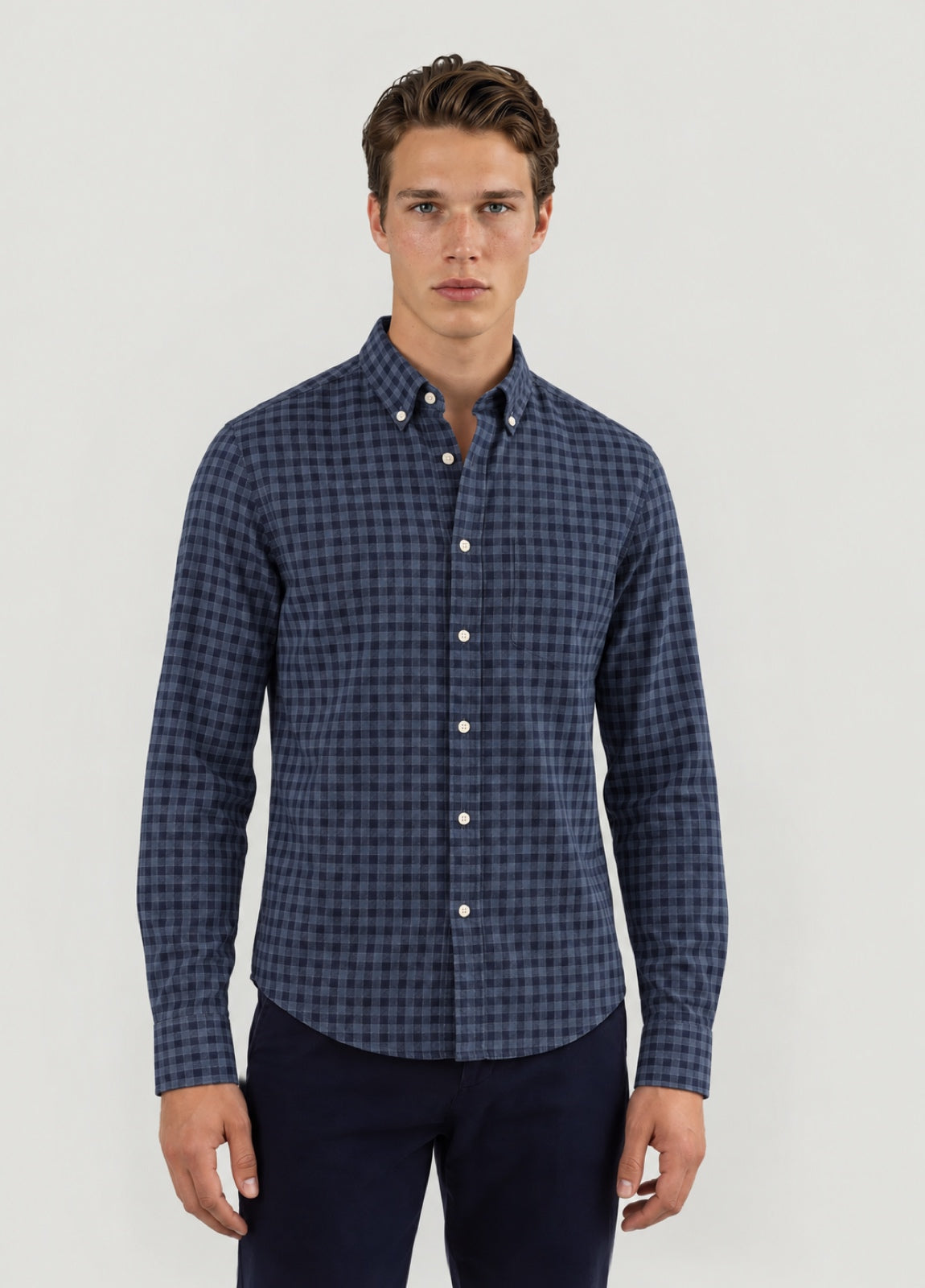 Camisa Regular Cuadro Marino