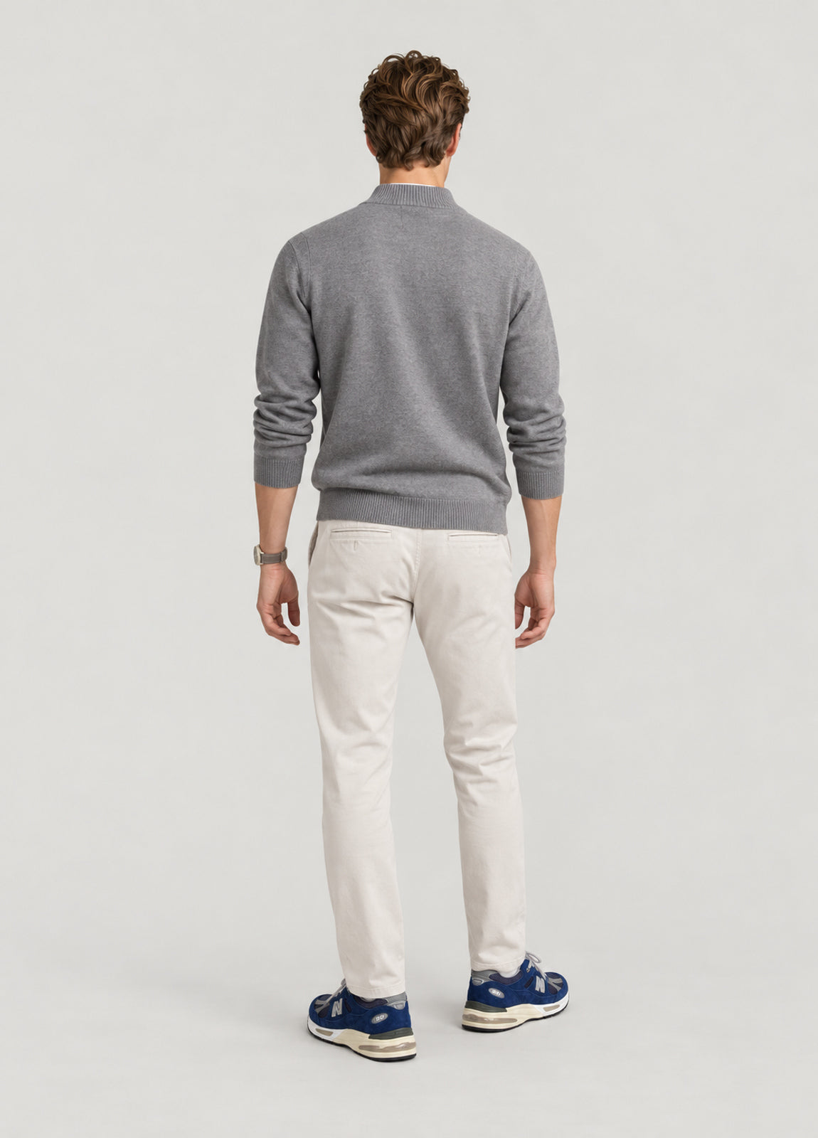 Jersey cuello zip gris jaspeado
