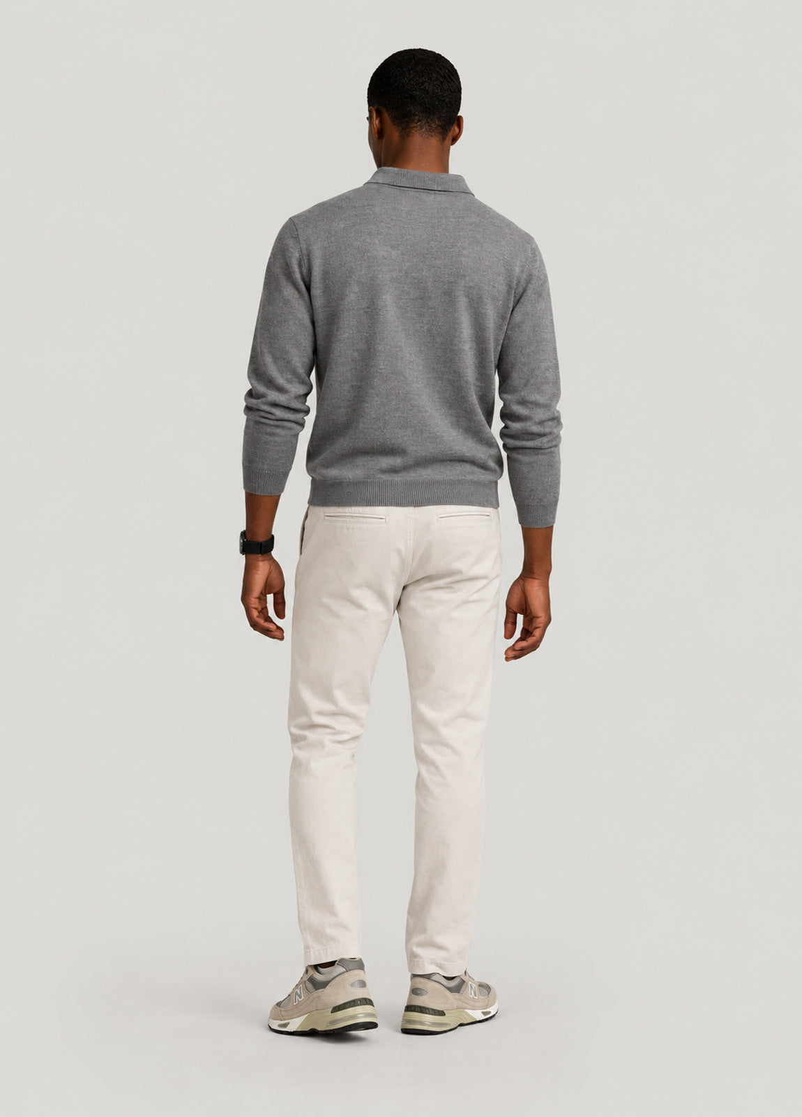 Jersey cuello polo gris jaspeado
