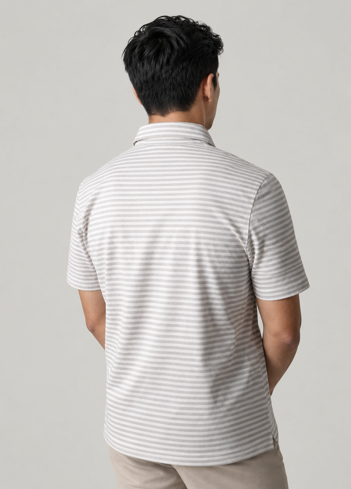 Polo manga corta rayas gris