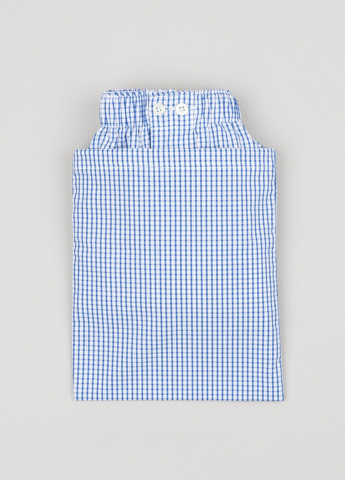 Blue checkered boxer