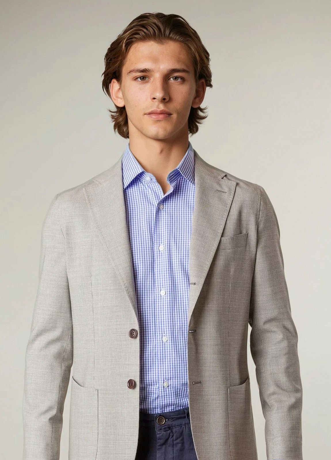 Beige micro houndstooth blazer