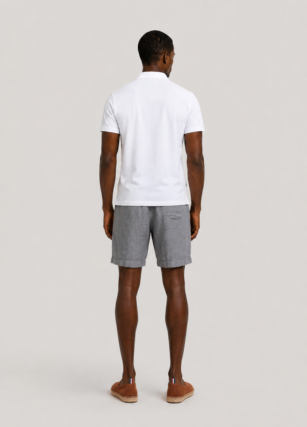 Lead-colored linen jogger shorts