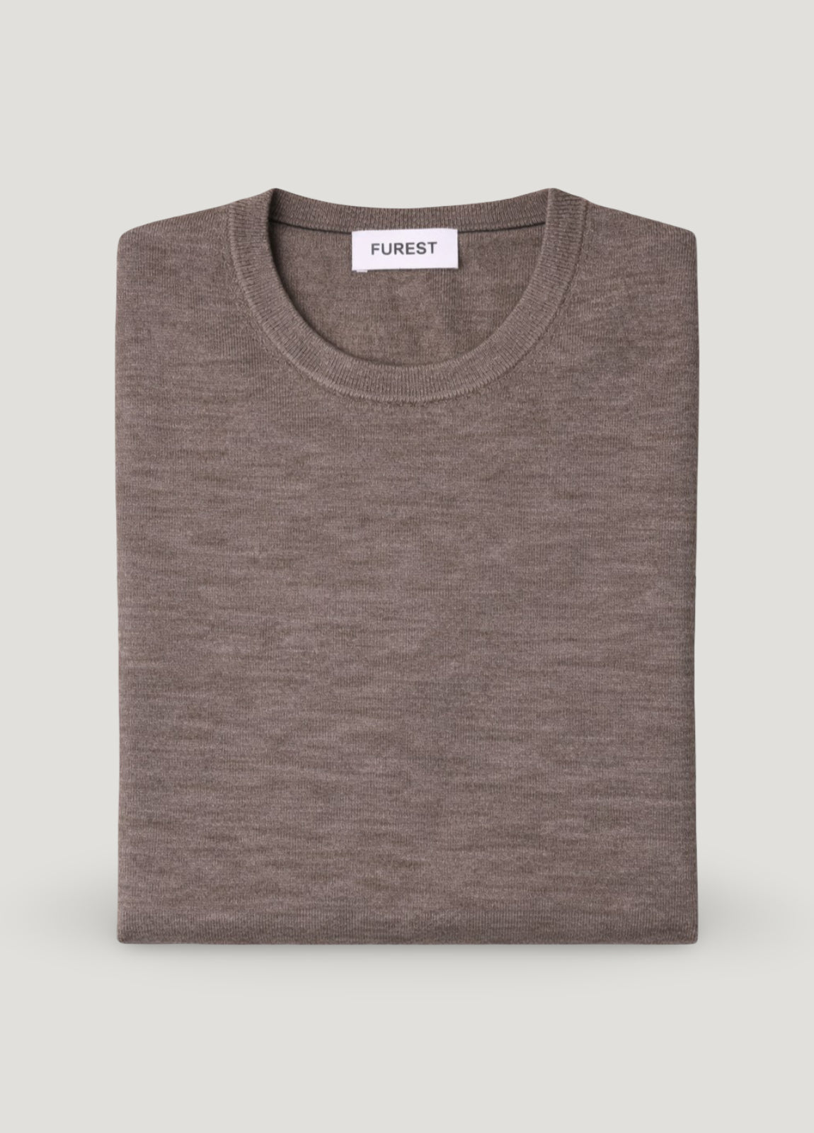 Jersey cuello redondo lana merino tostado