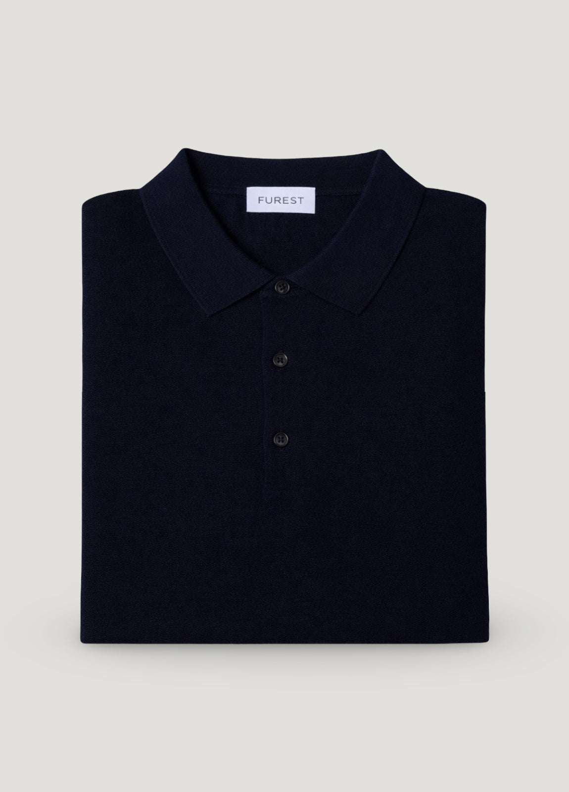 Navy blue merino wool polo neck jumper