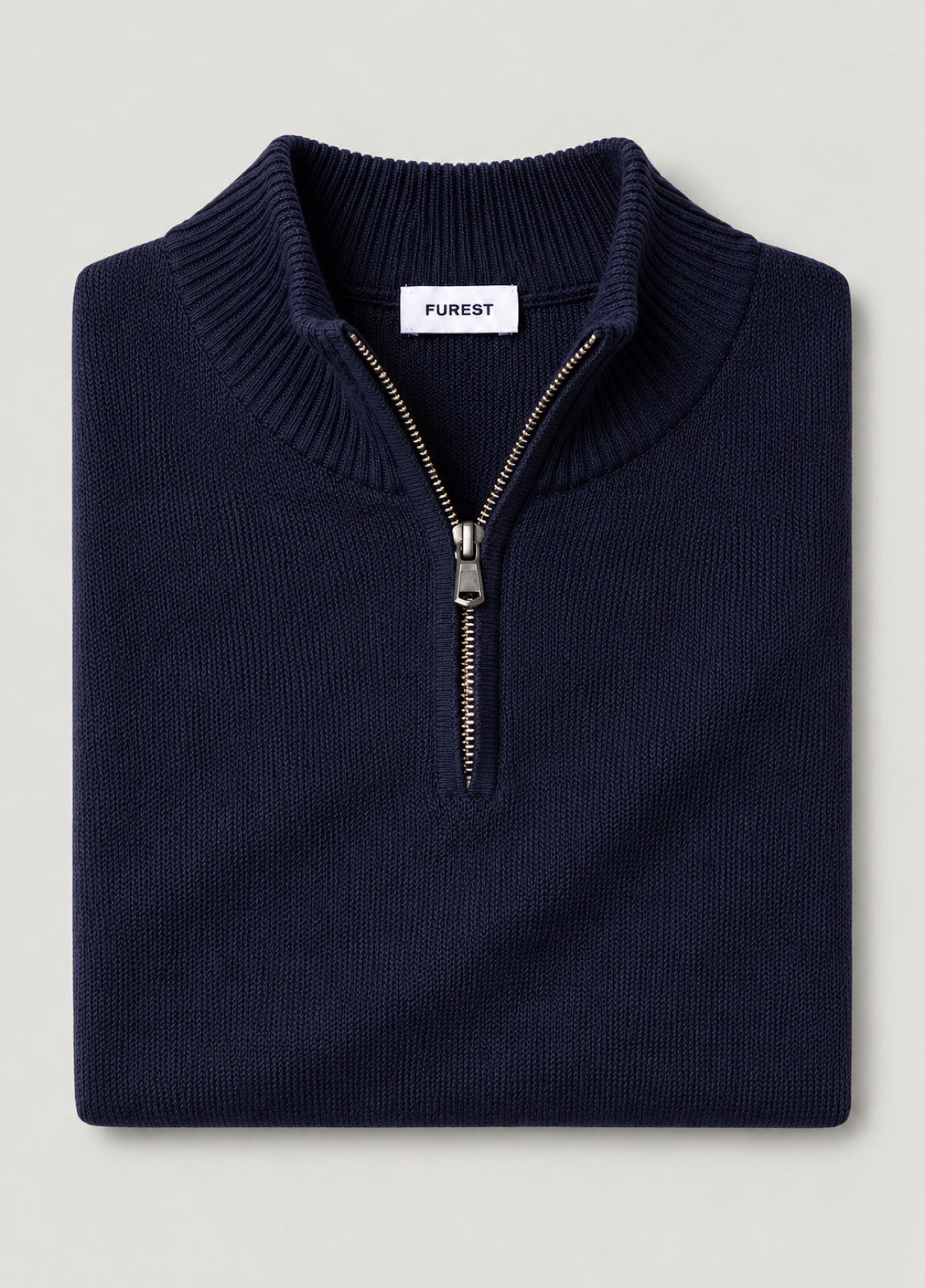 Jersey cuello zip punto de arroz marino