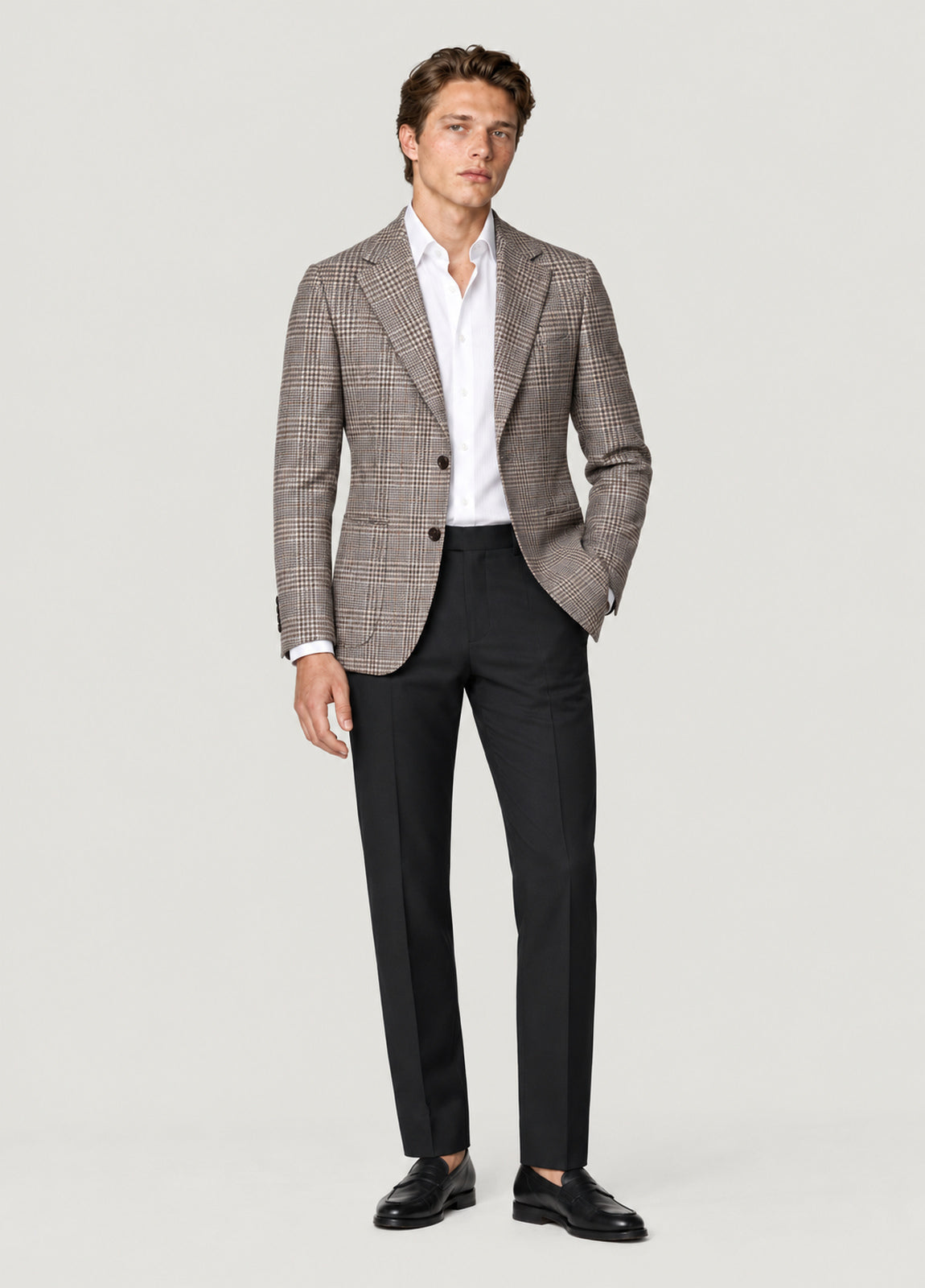 Blazer Oxford Tailored Fit 2 botones gris príncipe de Gales